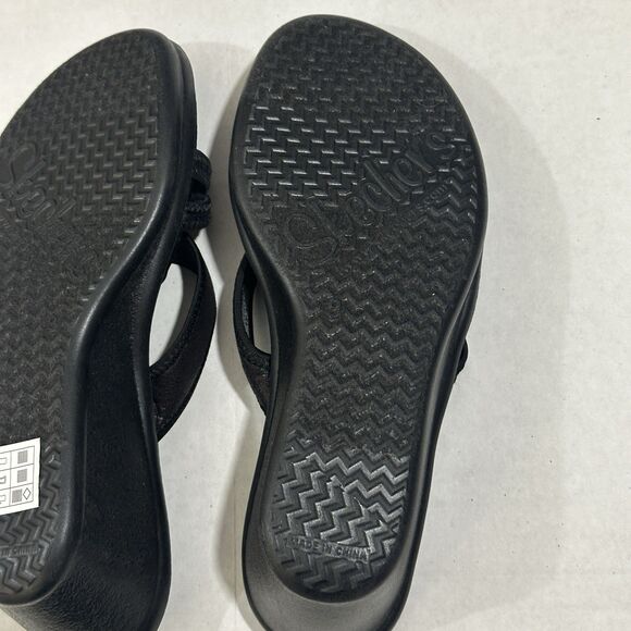 Skechers Womens Sz 9 Memory Foam Sandals Black Heel Wedge Slip On Strappy - Picture 15 of 16